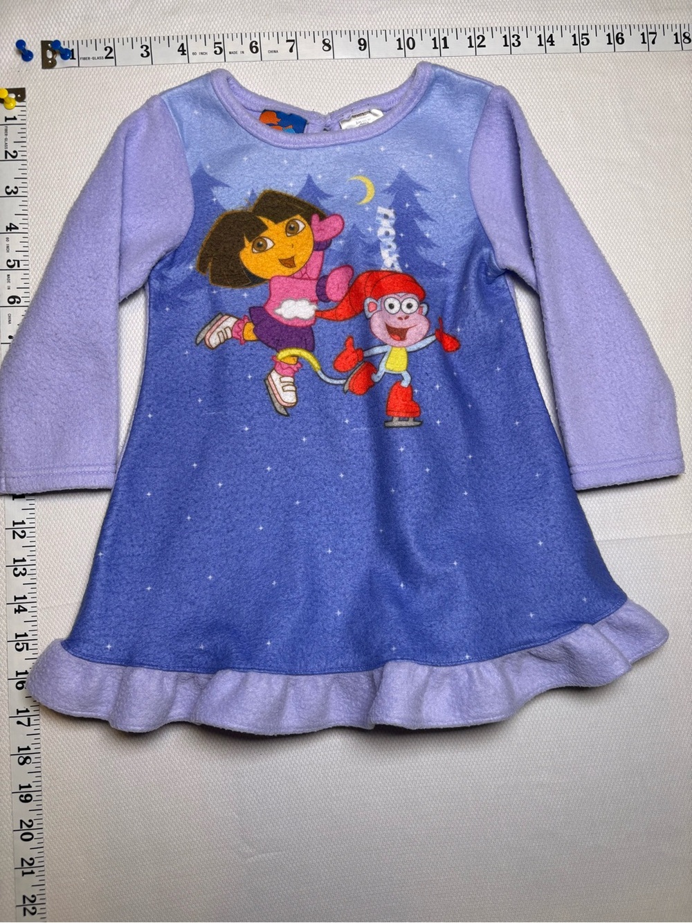 Vintage Y2K 2004 Dora the Explorer Ice Skating Fleece Dress Size 24M